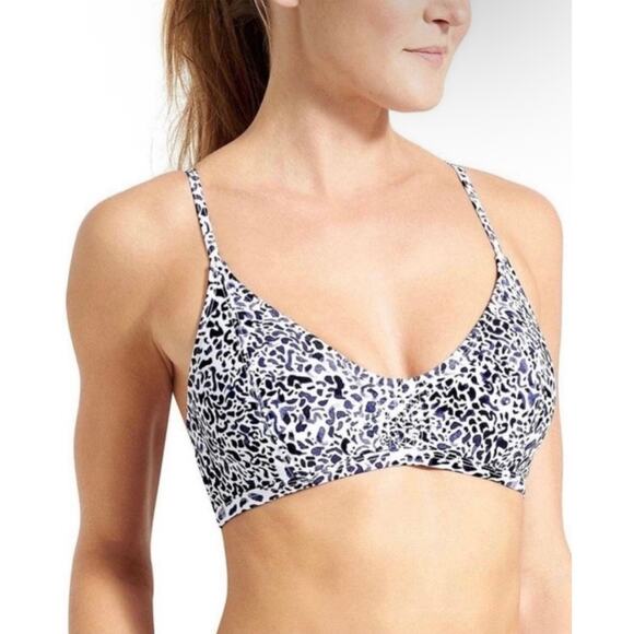 Athleta Other - Athleta Zimbabwe White Blue Animal Print Underwire Adjustable Bikini Top 34 D/DD